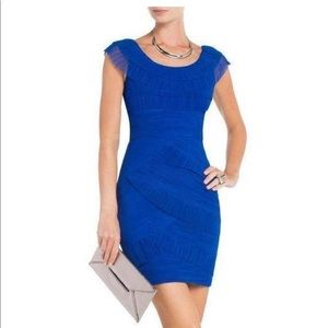 BCBGMAXAZRIA Briana Blue Sapphire Pleated Cocktail Dress Women’s Size 12 BCBG